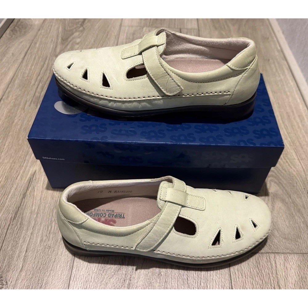 SAS Roamer Women's 10M Light Green Leather Mary Jane Tripad Comfort Shoes